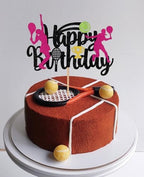Women's Tennis Cake Topper for Girls Tennis Happy Birthday Cake Toppers Decorations Glitter Girl Tennis Theme Birthday Party Supplies