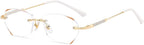 LUFF Rimless Reading Glasses for Women, Fashion Lightweight Anti Blue Light Readers Classic Metal Comfortable Frame Glasses