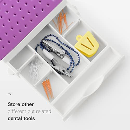 Annhua Bur Blocks Burs Holder 142 Holes with Cover Case, Purple Dental Bur Organizer for Slow Speed High Speed Burs