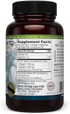 Amazing Herbs Premium Black Seed Oil Capsules - High Potency, Cold Pressed Nigella Sativa Aids in Digestive Health, Immune Support & Brain Function - 60 Count, 1250mg