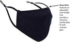 Simlu 6 Pack Premium Fabric Face Mask Reusable with Adjustable Elastic, 2 Layer,Cotton, Breathable, Nose Wire Black Cloth face Mask Washable Fits Men Women and Kids Made In USA