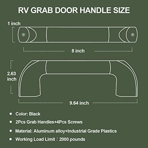 RV Grab Handle, Aluminum Automotive Entry Door Assist Bar for Camper, Trailer, Truck, Cargo Trailer, Boat (2 Pack,Black)