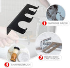 Acrylic Shower Wall Razor Holder Organizer for Men's Double Edge Safety Razor & Shaving Brush (Black)