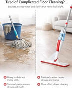 Spray Mop for Floor Cleaning with Refillable Bottle (14 oz), 3 Washable Microfiber Pads & Scraper – Lightweight 360° Rotating Mop, No Batteries, Streak-Free Cleaning for Hardwood, Tile & Laminate
