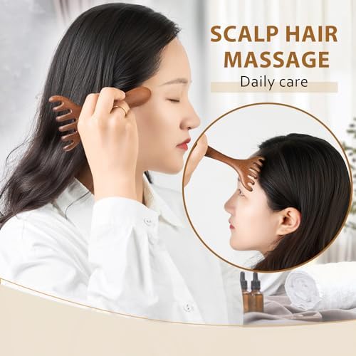 6 Claws Wood Scalp Massager, Sandalwood Gua Sha Comb, Head Scalp Scratcher Massage Tool for Deep Relaxation & Stress Reductio Gifts(MoyRetty)
