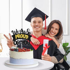 Zatain We Are So Proud of You Cake Topper, Congrats Grad/You Did It, 2026 Senior College High School Graduation Party Decorations Supplies Black and Gold Glitter