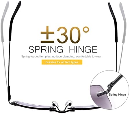 Rimless Full Reading Glasses UV400 Protection Spring Hinges Sunglasses Anti Blue Light Sun Readers for Men Women