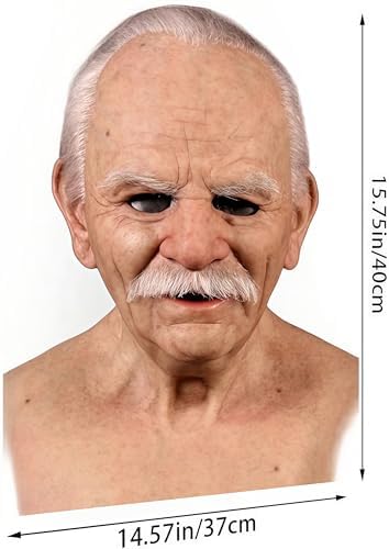 Latex Old Man Mask Halloween Realistic Human Full Head Mask for Halloween Carnival Costume Party