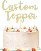 Personalized Cake Topper Birthday Cake Toppers 11 Colours Wedding Cake Topper with Any Text Age Glitter Double Sided Cake Decoration for Anniversary Baby Shower Graduation(Champagne Gold)