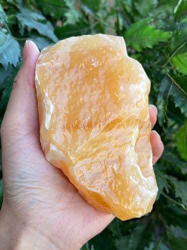 GAF TREASURES XXL Orange Calcite Raw Stone, 4-5" Natural Calcite Healing Crystal (Orange Calcite, 1-2 lb)