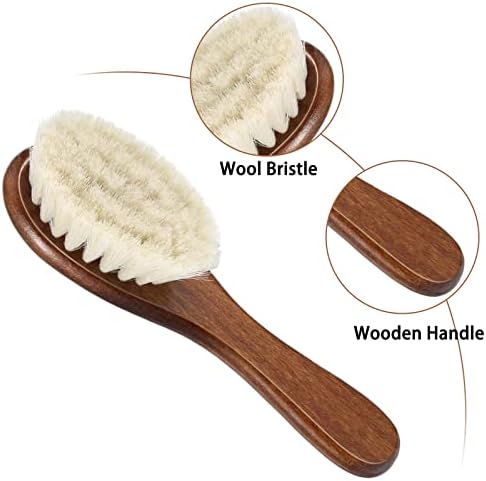 Shappy 2 Pieces Barber Fade Brush Men Beard Brush Neck Duster Cleaning Grooming Tool Soft Beard with Wooden Handle for Barber Hair Cutting Kits(Black, Red)