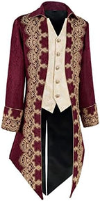 Men's Medieval Tailcoat Jacket Embroidery Vintage Gothic Steampunk Tuxedo