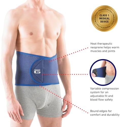 Neo-G Waist/Back Brace - Support For Muscle Spasm, Strains, Arthritis, Injury Recovery, Rehabilitation - Power Straps For Adjustable Compression - Class 1 Medical Device - One Size - Blue