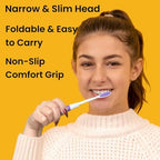 ALAZCO Comfort Hold Travel Toothbrush On The Go Folding Medium Bristle Brushes Compact Size Ergonomic Foldable Tooth Brush Camping Gym School Locker Backpack TSA Approved (4pc Medium)