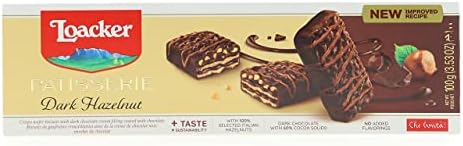 Loacker Patisserie Dark Hazelnut 12 Chocolate Covered Premium Wafer Fingers, Indulgent Snack, Perfect to Share, Nothing Artificial, 3.53oz