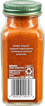 Simply Organic Cayenne Pepper, 2.50 Ounce, Pure, Organic Cayenne Peppers, No GMO's, Kosher Certified