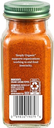 Simply Organic Cayenne Pepper, 2.89 Ounce, Pure, Organic Cayenne Peppers, No GMO's, Kosher Certified