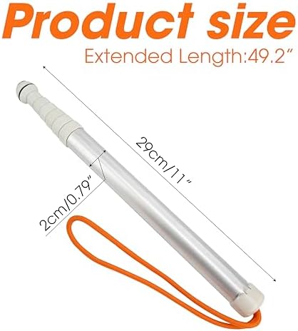 Walking Stick for Blind Telescopic Cane with Storage Bag, 49" Extented Anti Slip Shockproof Folding Reflective Retractable Telescoping Prop Gadgets Items for Seeing Eye Vision Visually Impaired People