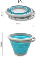 SAMMART 10L (2.64Gallon) Collapsible Fishing Bucket - Foldable Round Tub - Portable Plastic Water Pail - Space Saving Outdoor Waterpot - Trunk Organizer (1, Bright Blue)