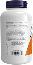 NOW Foods Supplements, Acetyl-L Carnitine 500 mg, Amino Acid, Brain And Nerve Cell Function*, 200 Veg Capsules