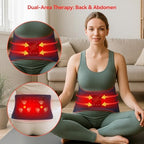 Red Light Therapy Belt for Body, Cordless Infrared Therapy Belt for Back/Abdomen, Waist Wrap with Pulse/Vibration Massage & Timer, Pain Relief, Muscle Relaxation & Circulation Boost, Gift for Parents