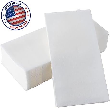 1000-Pack BloominGoods Disposable Bathroom Napkins | Linen-Feel Guest Towels, Made In USA | Cloth-Like Hand Tissue Paper, White, 12" x 17"