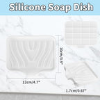 2 Pack Silicone Soap Dish with Drain, Self Draining Bar Soap Holder for Shower, Silicone Dish Soap Tray, Bathroom and Kitchen Sink Organizer, White