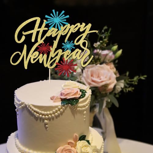 Happy New Year Cake Topper，New Year's Eve,Christmas,Happy Holidays Party Decorations ，Cheers to 2025 Cake Toppers ，2025 Happy New Year Party Decorations.