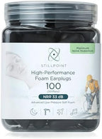 Happy Hippo Soft Foam Earplugs, 33 dB NRR, (50 Pair 100 Ear Plugs) Maximum Protection for Sleeping; Silence Snoring, Airports, Power Tools, Phone Calls, Loud Work Places, Nightclubs (Black)