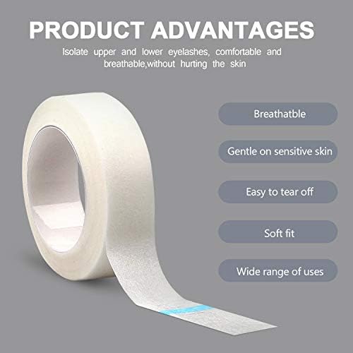 fenshine 10 Rolls Micropore Medical Tape for Eyelash Extension, Adhesive Fabric Tape For for Eyelash Extension Supply 0.5 inch x 10 Yards (10Rolls withe)