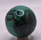43mm 160g Banded Dark Green Malachite Sphere Polished Natural Gemstone Crystal Mineral Décor Ball - Congo + Stand
