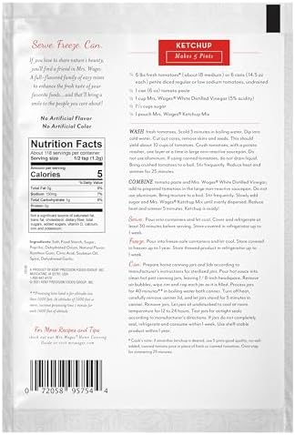 Mrs. Wages Ketchup Mix, Easy-To-Use, Enhance Your Tomatoes, Makes Ketchup in Bulk, Easy To Freeze or Serve Fresh, 5 oz Packet (Value Pack of 6)