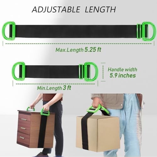 Adjustable Moving Straps Support up to 400lbs, Hand-held for Furniture, Boxes, Firewood, Appliance, Benches, 1 Pack