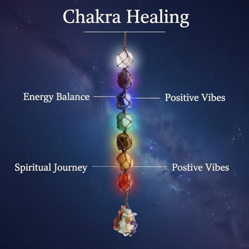 7 Chakra Irregular Stone Hanging Crystal Ornament – Boho Healing Gemstone Car Charm & Home Decor for Meditation & Yoga