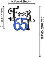 1 PCS Happy 65th Birthday Cake Topper Glitter Funny I'm 65 Cake Pick Cheers to 65 Years Birthday Cake Decoration for Men Women Happy 65th Birthday Anniversary Party Cake Decorations Supplies Blue