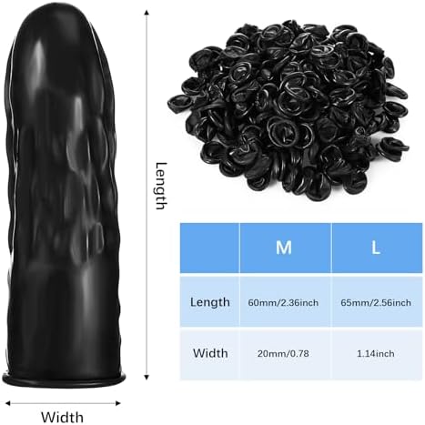 400 Pcs Disposable Latex Finger Cots Protective Fingertips Gloves Black Finger Protectors Sleeves for Industrial, Beauty and More(2.6 x 1.1 Inch)