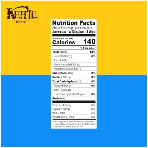 Kettle Brand Sea Salt and Vinegar Kettle Potato Chips, Gluten-Free, Non-GMO, 7.5 oz Bag