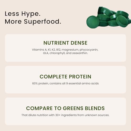 Nutrex Hawaii Pure Hawaiian Spirulina – Vegan Superfood, 500 mg Tablets, Farm Grown in Kona, Non-GMO, Immune Support & Cellular Energy, 400 Count