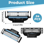 Mach 3 Razor Refills for Men,Razor Blade Refills for Men - 24PCS Compatible with mach 3 razor blades refills with Mach3 Razors, Dual Lubrication Blades for Extra Close & Comfortable Shave
