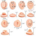 7 Pack Silicone Piercing Model, Soft Silicone Flexible Model Body Parts Displays Set, 3D Simulation Body Pierce Tool Kit with Ear Eye Nose Mouth Tongue Navel for Novice Piercer