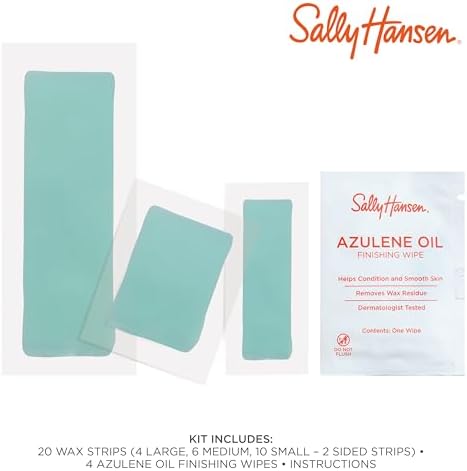 Sally Hansen Wax Kit Wax Strips for Face & Bikini| Vegan, Dermatologist Tested, Long-Lasting Smooth Skin | 20 Count