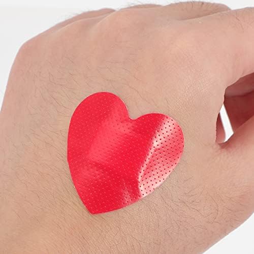 VOSAREA 50pcs Adhesive Bandages Heart- Shaped Breathable Patches Bandages (Red)