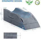 TranquilRelax Leg Elevation Pillows, Wedge Pillow for After Surgery, Memory Foam Leg Support Adjustable, Comfort Care for Back Knee Hip Ankles Pain, Knee Pillow for Sleeping Blood Circulation Grey
