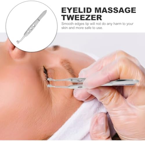 NOLITOY Meibomian Gland Expressor Eyelid Massage Tweezers: Stainless Steel Eyelid Forceps for Eye Care & Dry Eye Treatment – Facial Massage Tool for Women 4.13 Inches