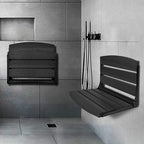 Folding Shower Seat Wall Mounted,17.5''x13''x11'' Foldable Shower Bench,Fold Down Shower Seat,Folding Shower Seat Bench, Black