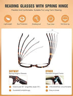 SKYWAY Blue Light Blocking Reading Glasses/Computer Glasses, with Anti Glare Filter, Spring Hinge Readers for Women Men
