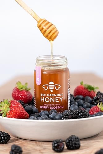Bee Harmony Honey 5 Pack Variety Pack, Contains 5 jars, 12 ounces each (Clover, Wildflower, Orange Blossom, Berry and Blueberry)