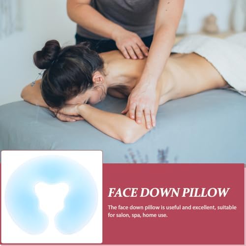 U-Shaped Silicone Face Pillow for Relaxation and Massage Breathable Hole Design Ideal for Spa and Beauty Salon Comfortable Silicone Cushion in Blue