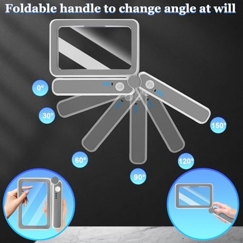 Magnifying Glass with Light, 4X Rechargeable Full Page Magnifier with 3 Adjustable LED Lighting Modes, Large Folding Handheld Book Magnifier, Christmas Birthday Gifts for Grandma Grandpa Book Lovers