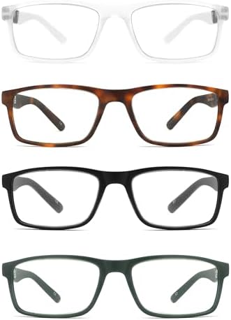 IVNUOYI 4 Pack Reading Glasses Blue Light Blocking Readers for Men Women,Lightweight Computer Eyeglasses with Spring Hinge